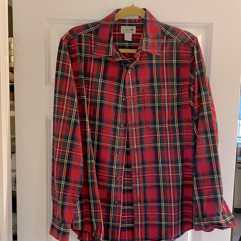L.L. Bean Red and Blue Plaid Men's Shirt